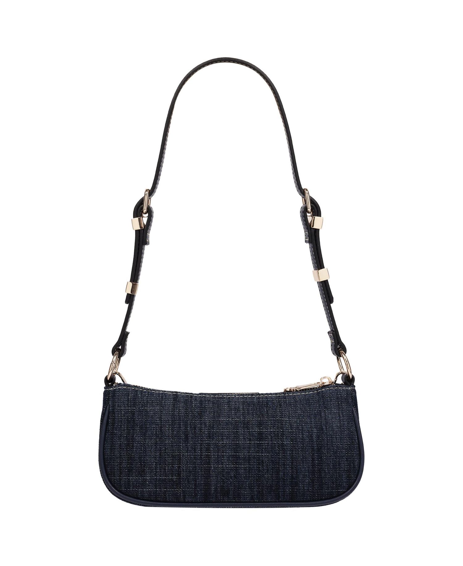 Chain and Studs Denim Shoulder Bag