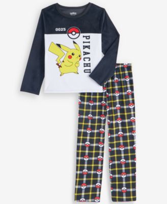 Boys' 4-20 Pikachu Long-Sleeve Fleece Top and Pants, 2-Piece Set
