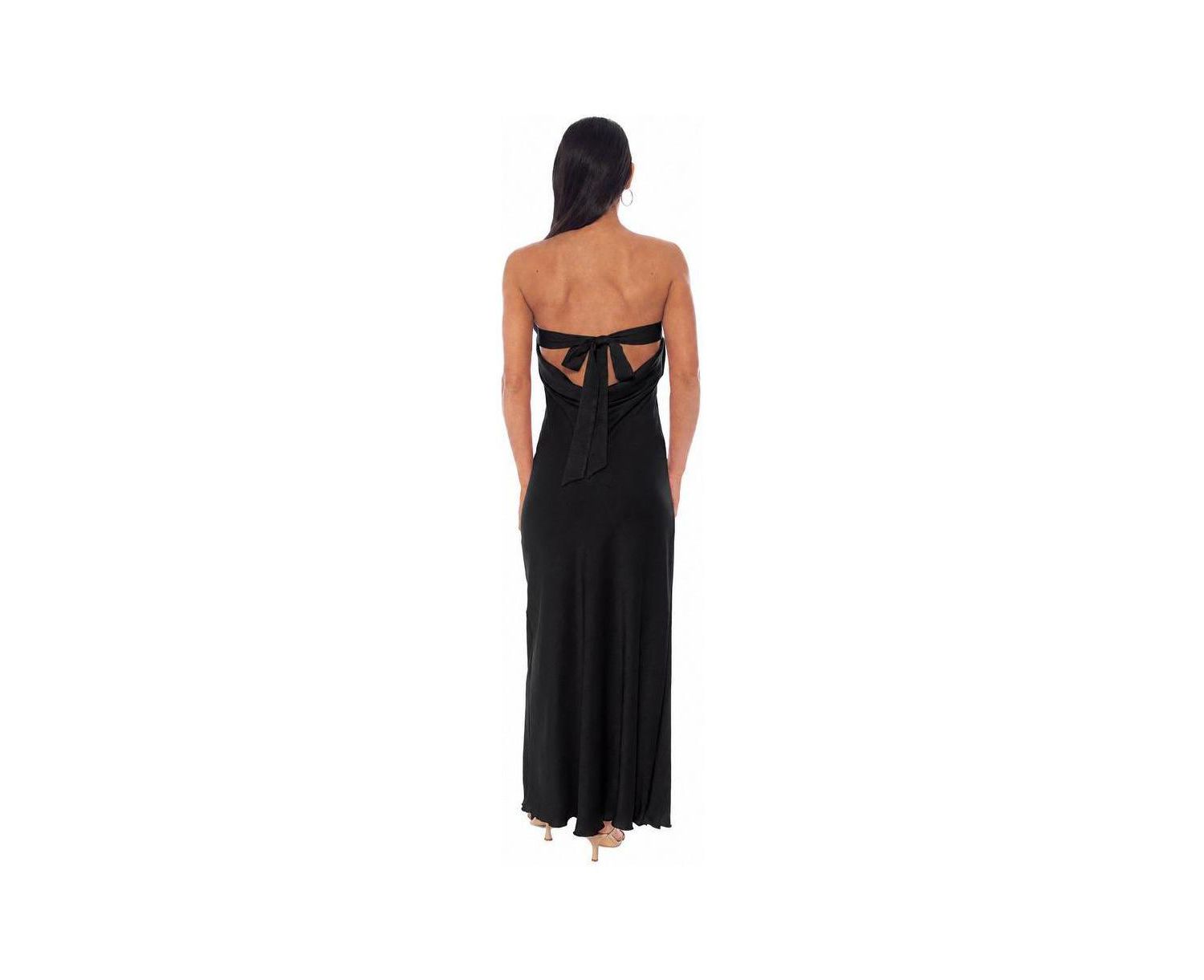 Women's Strapless Maxi Crushed-Satin Dress