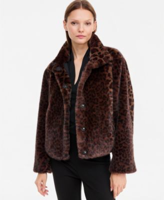 Women's Victoria Teddy Animal-Print Faux-Fur Coat, Macy's Exclusive