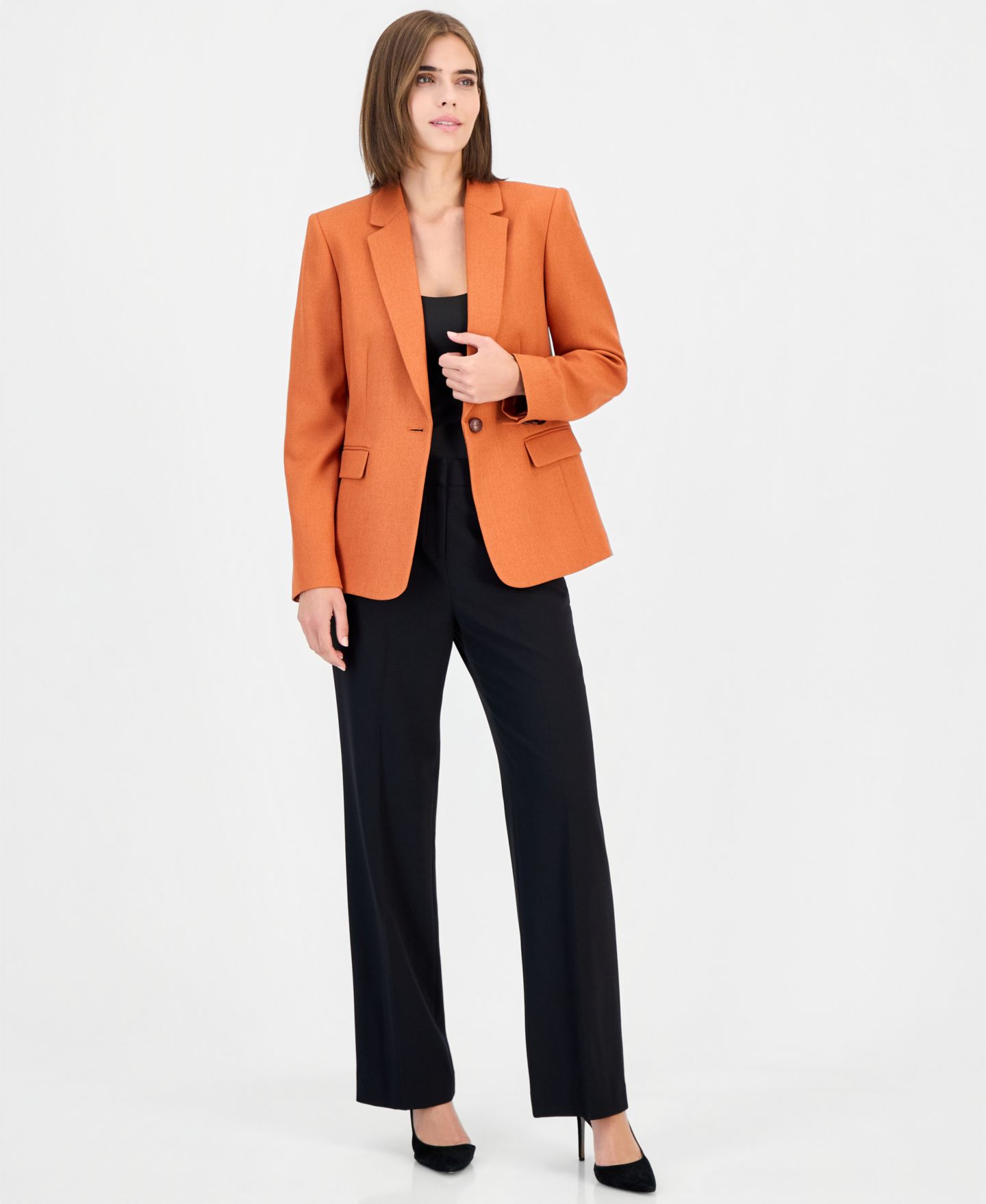 Женский пиджак Tahari ASL Shoulder-Padded Peak-Lapel Blazer, цвет: Оранжевый — фото 2