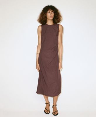 Women's Side-Ruched Midi Dress