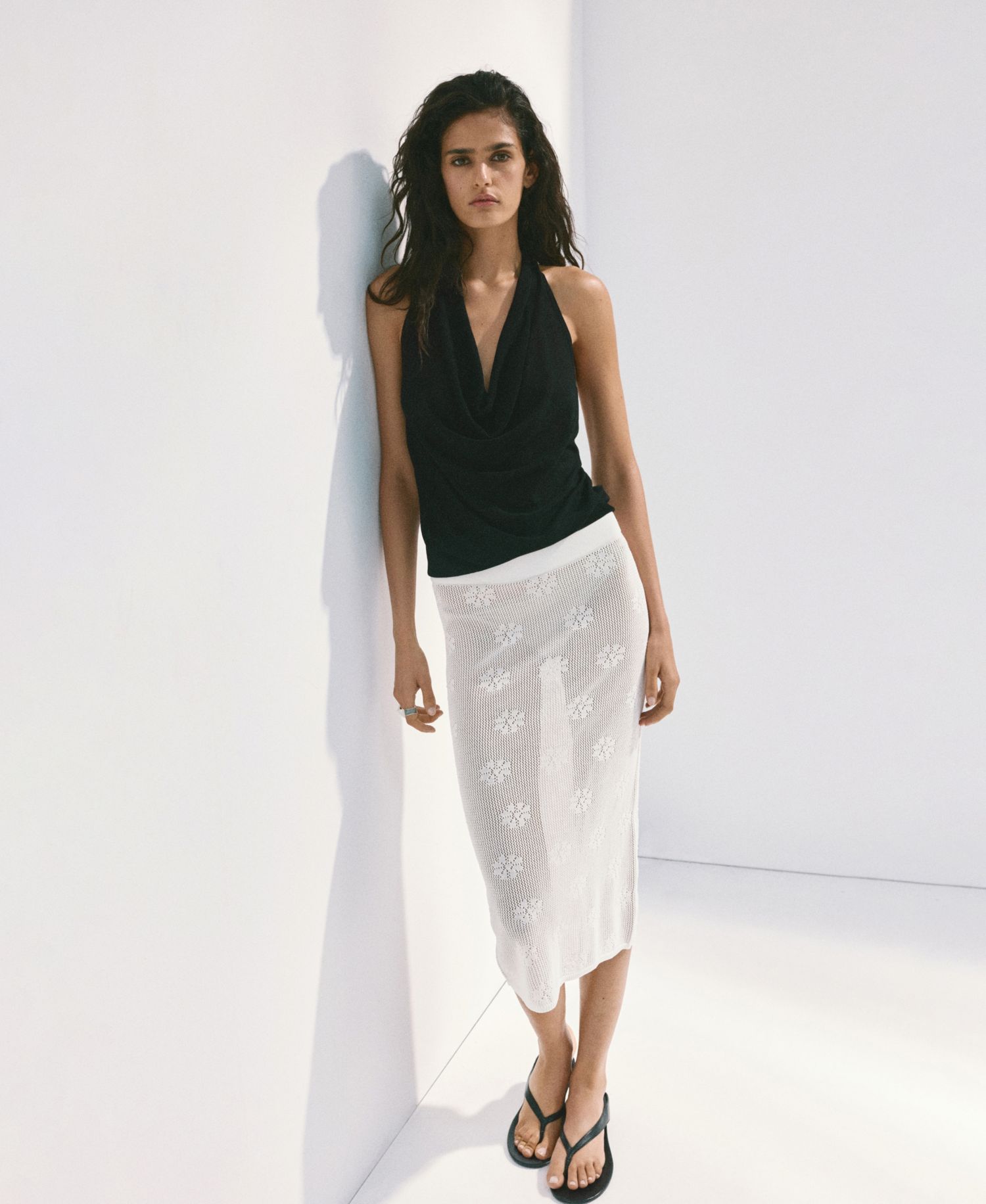Women's Floral Crochet Midi Skirt