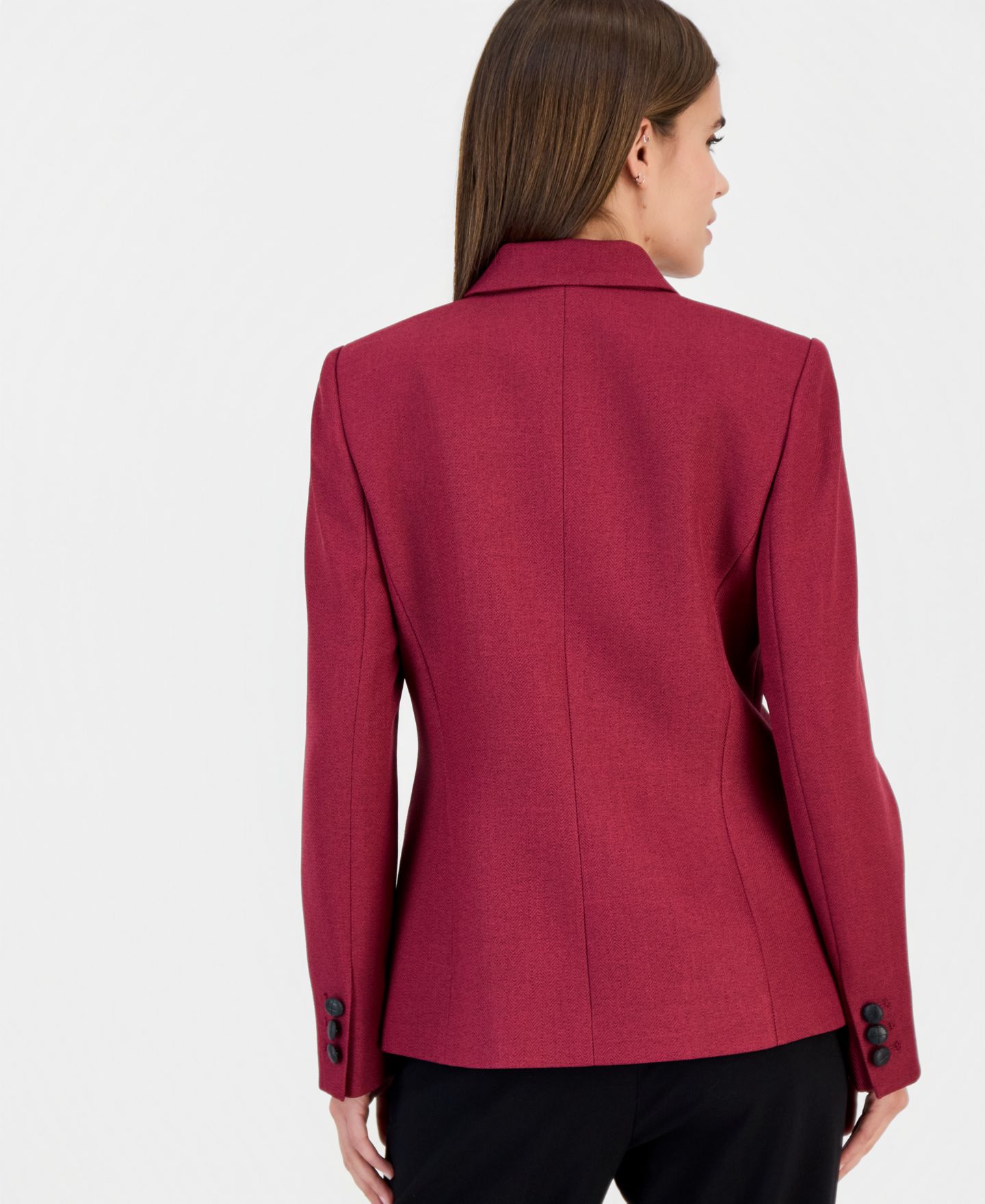Женский пиджак Tahari Petite One-Button Peak-Lapel Shoulder-Padded Blazer, цвет: Шелковичный — фото 3