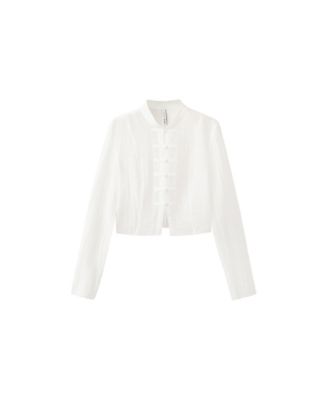 Women's Long Sleeve Mock Neck Sheer Chiffon Blouse