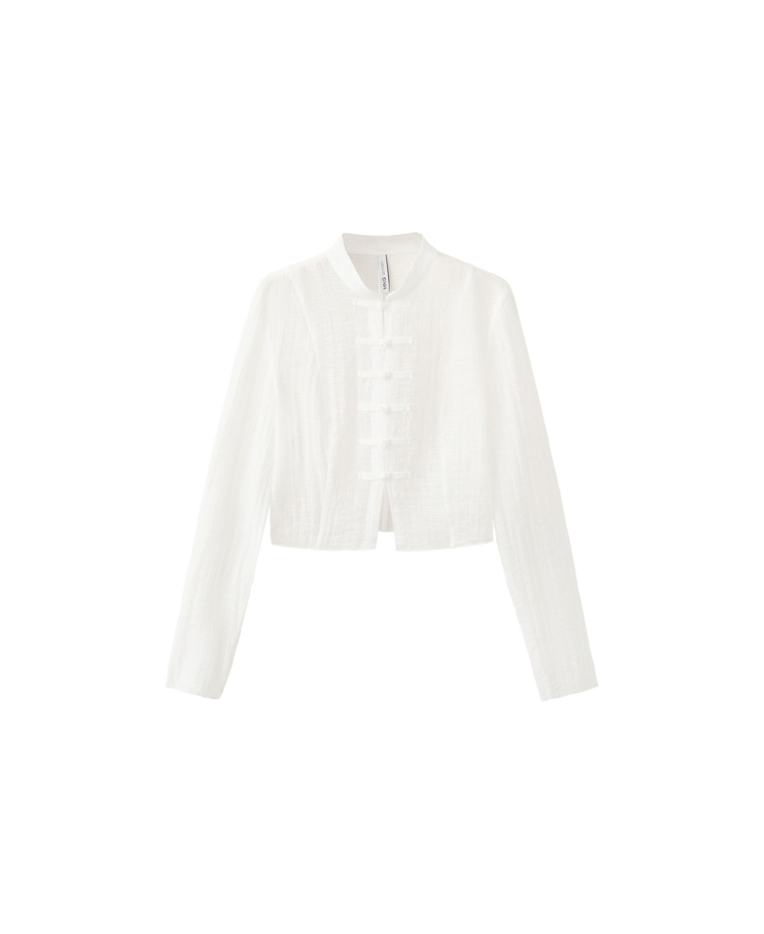 Women's Long Sleeve Mock Neck Sheer Chiffon Blouse