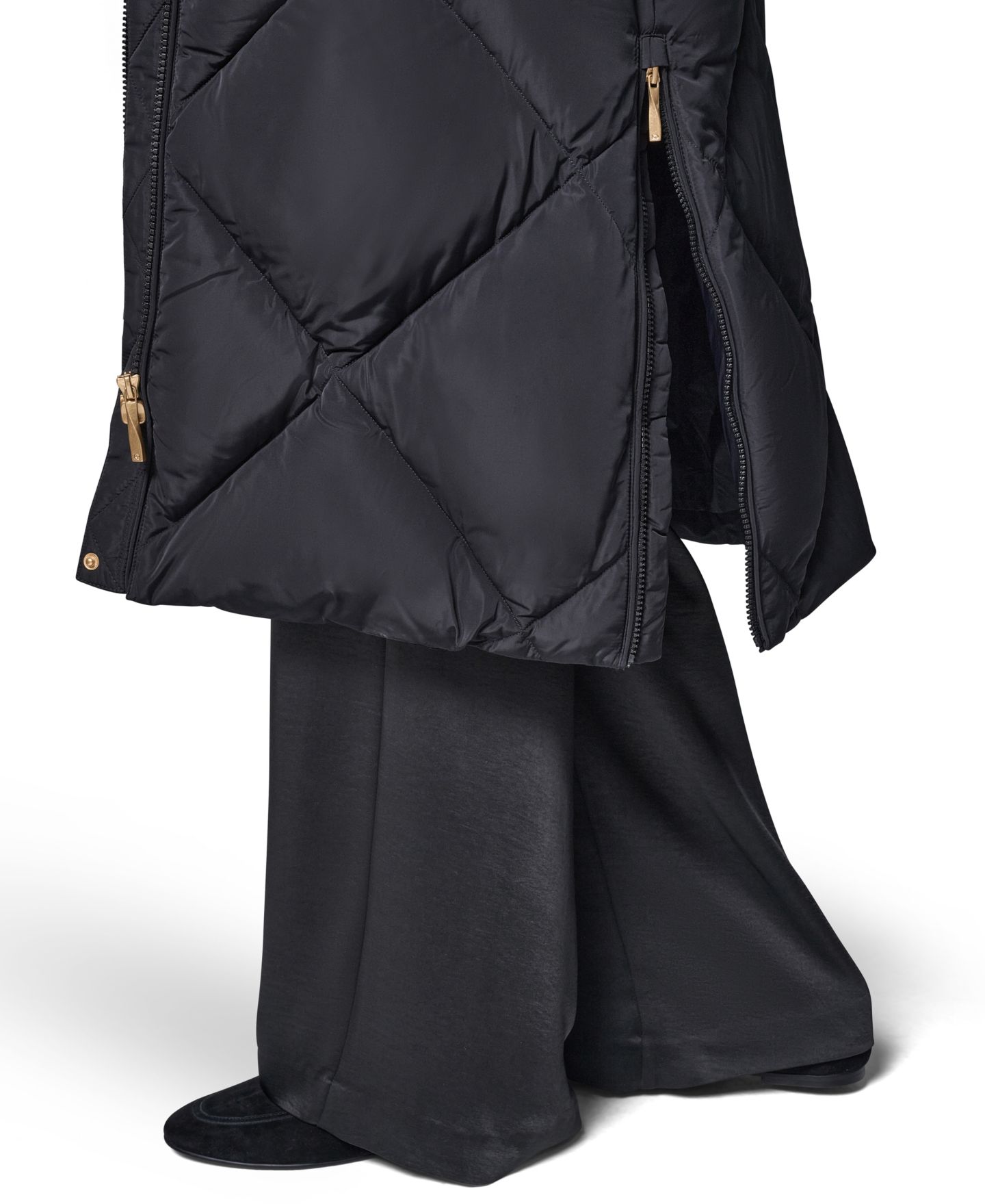 Женский стёганый пуховик миди Donna Karan New York с отделкой из искусственного меха, цвет: Чёрный — фото 7