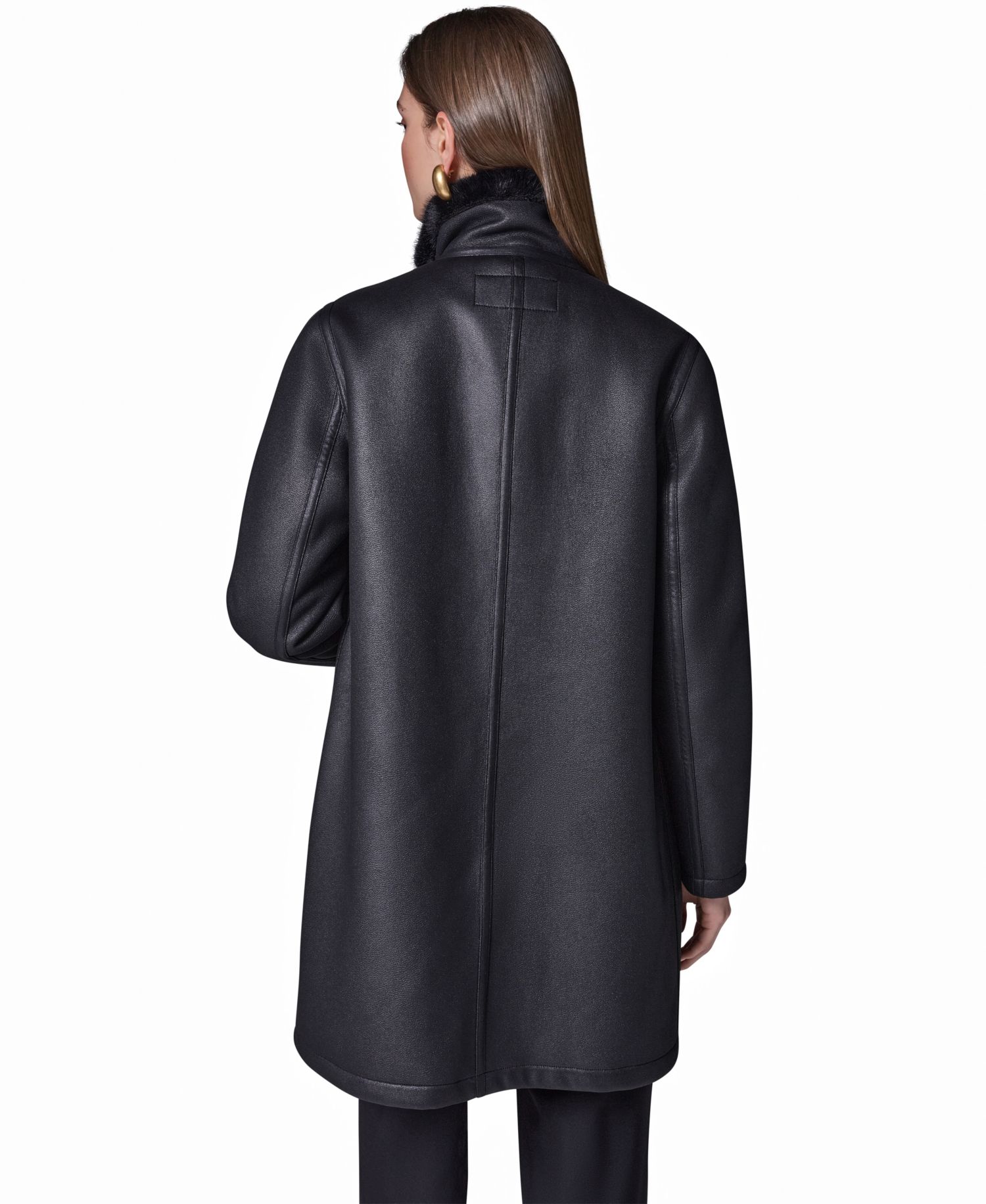 Women's Faux Shearling Long-Sleeve Spread Collar Coat