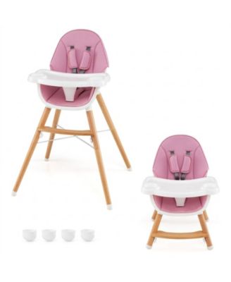 Wooden Baby High Chair with Dishwasher-Safe Tray and 5-Point Harness