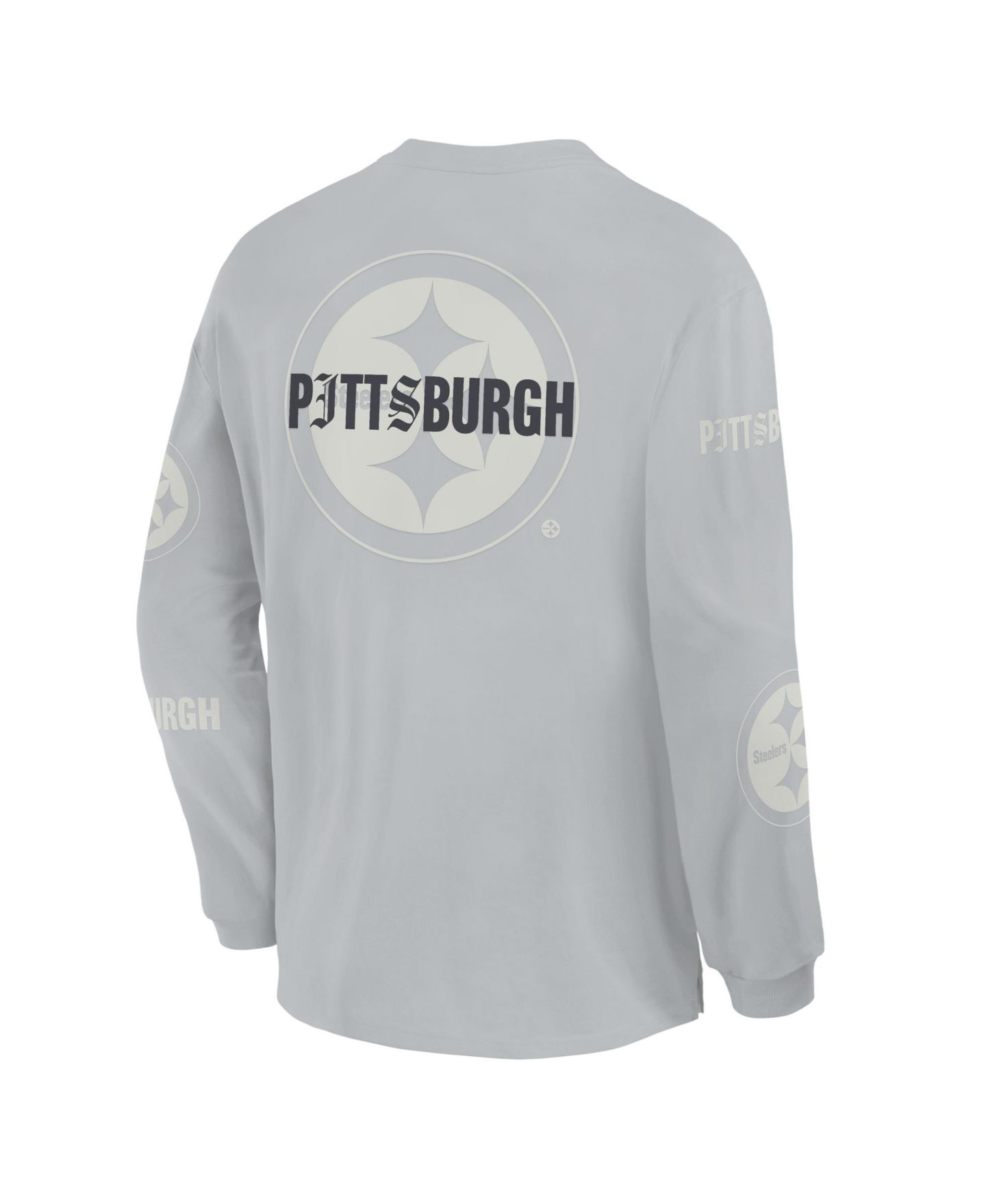 Мужская футболка Fanatics Gray Pittsburgh Steelers Oversized Type Play Long Sleeve — фото 3