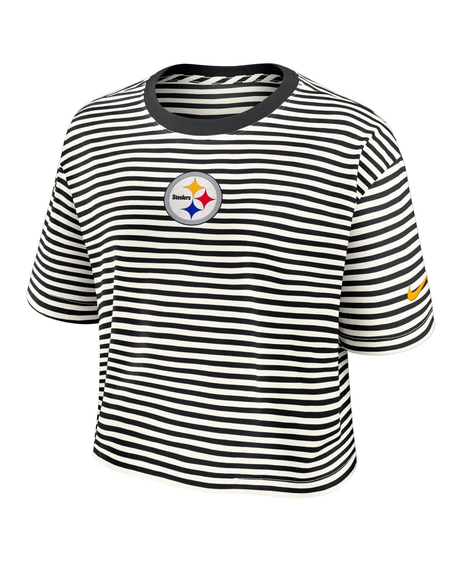 Women's Pittsburgh Steelers Striped Cropped T-Shirt