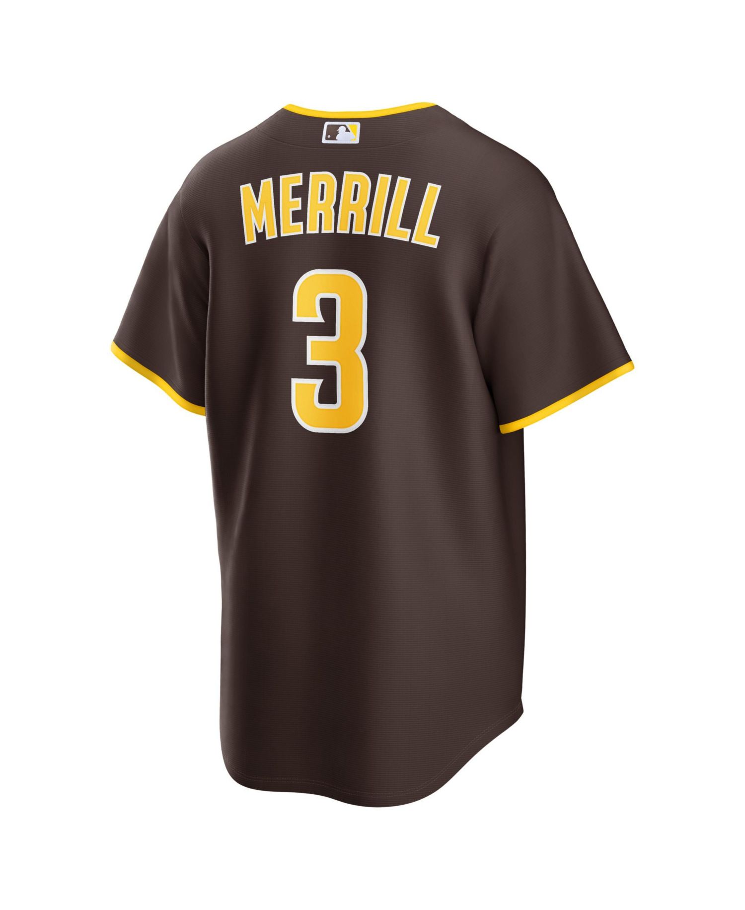 Men's Jackson Merrill Brown San Diego Padres Road Replica Jersey