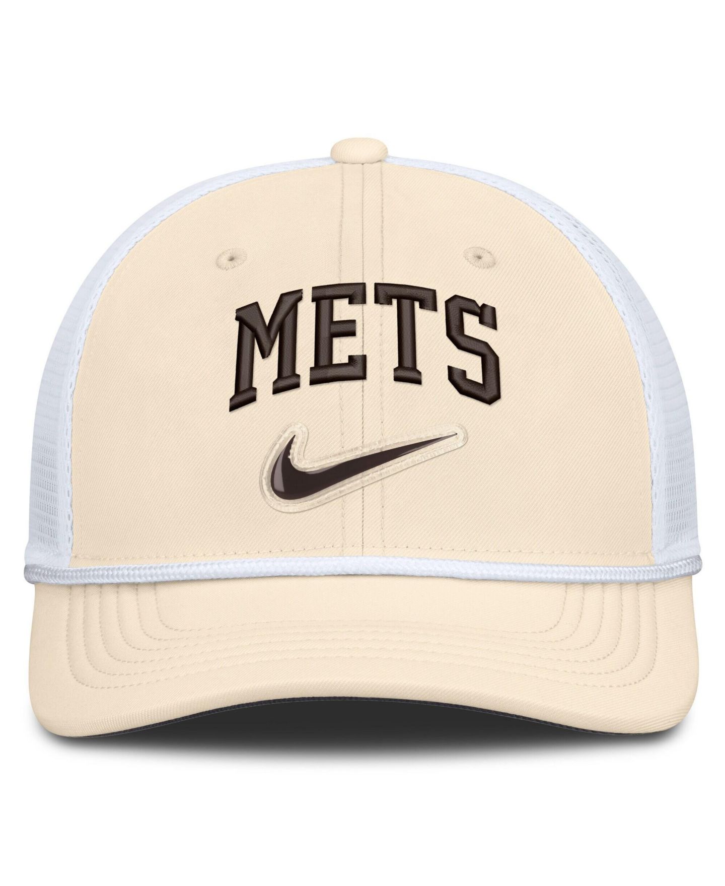 Мужская кепка Nike Natural/White New York Mets Rise Dri-FIT Trucker Adjustable Hat — фото 2