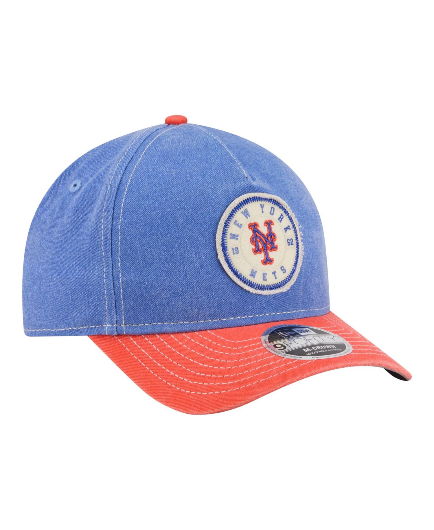 Men's Royal/Orange New York Mets Felt M-Crown 9FORTY Adjustable Hat