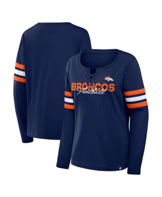 Women's Navy Denver Broncos Team First Coverage Scheme Lace-Up Long Sleeve T-Shirt
