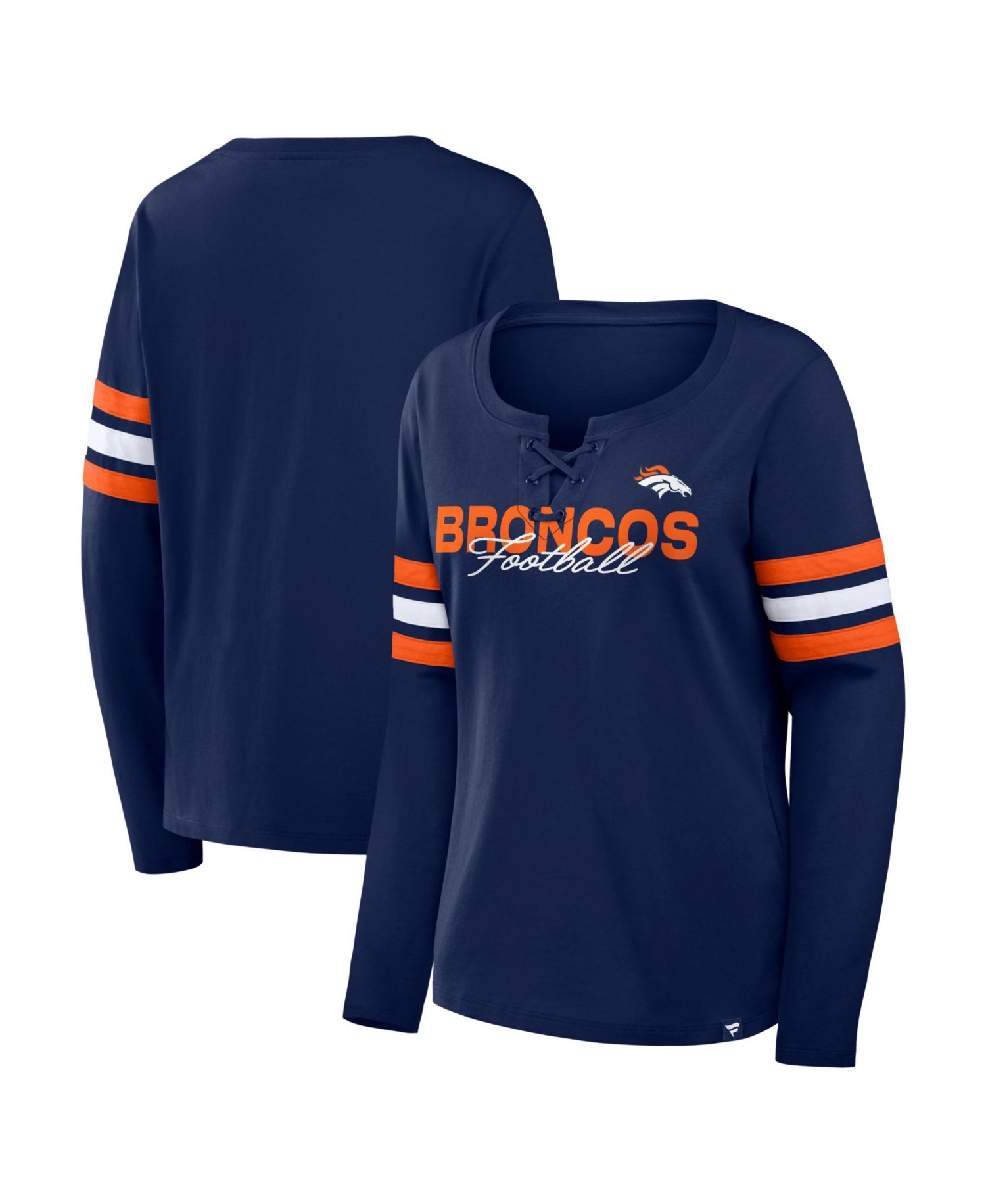 Women's Denver Broncos Team First Coverage Scheme Lace-Up Long-Sleeve T-Shirt