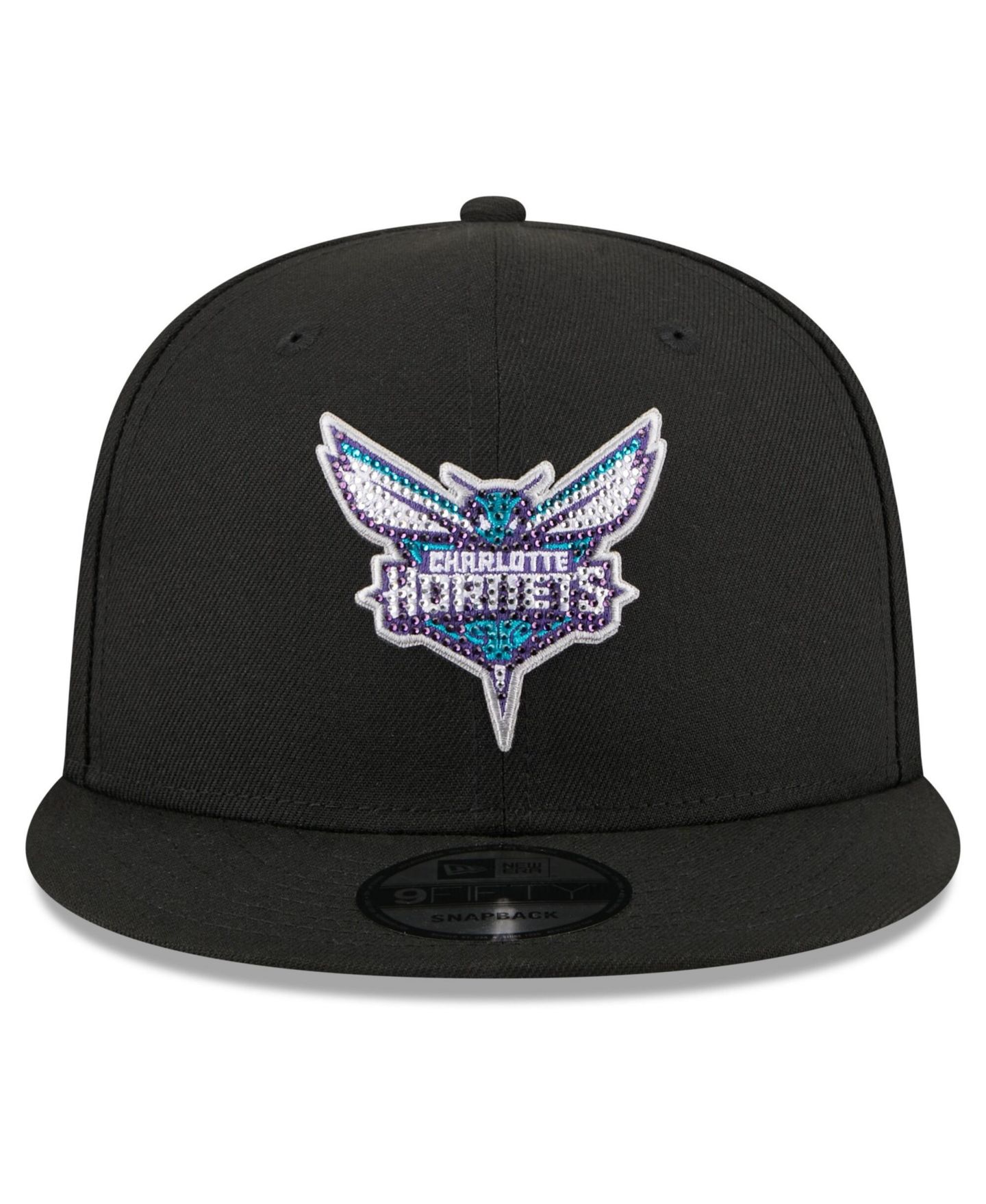 Мужская кепка New Era Black Charlotte Hornets 2026 NBA Draft Crystal 9FIFTY Snapback Hat — фото 2