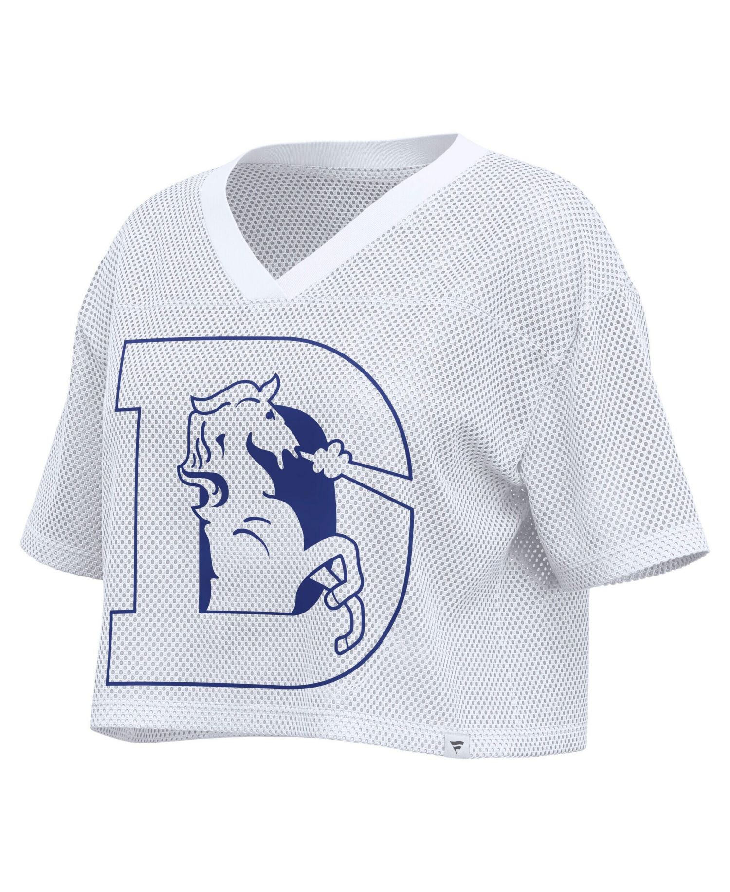 Women's White Denver Broncos Oversized Mesh Cropped V-Neck Jersey