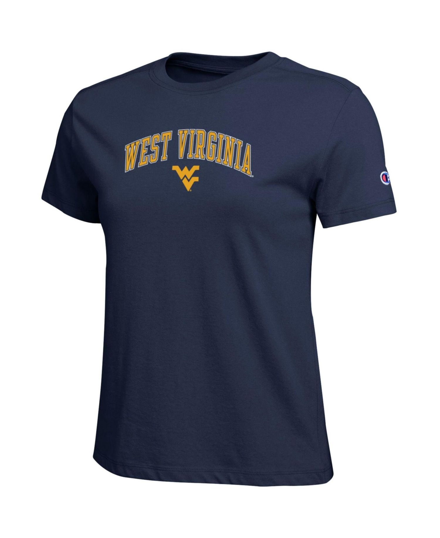 Women's Navy West Virginia Mountaineers Arched Over Logo T-Shirt