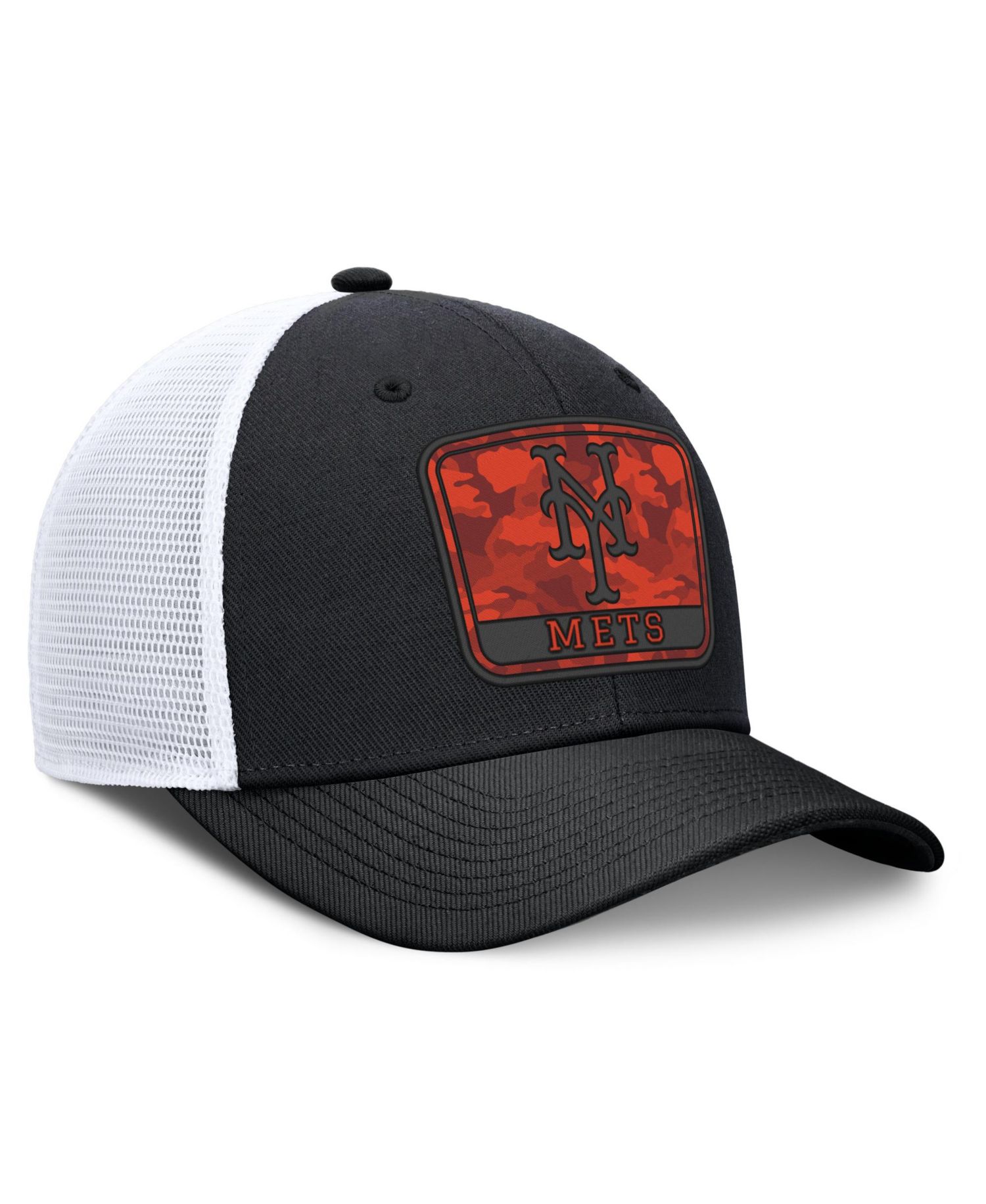 Men's Black/White New York Mets Camo Rise Trucker Dri-FIT Adjustable Hat