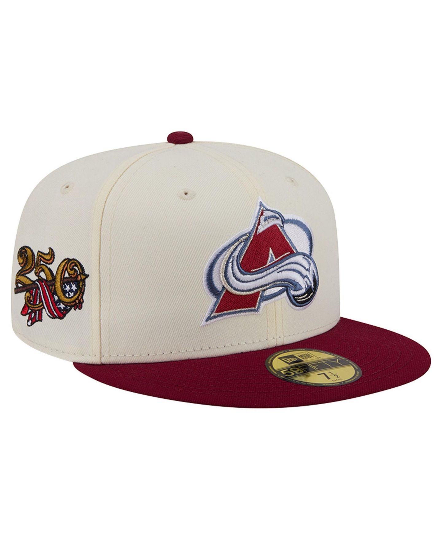 Мужская кепка New Era Cream Colorado Avalanche 250th Anniversary of the United States Two-Tone 59FIFTY Fitted Hat — фото 1