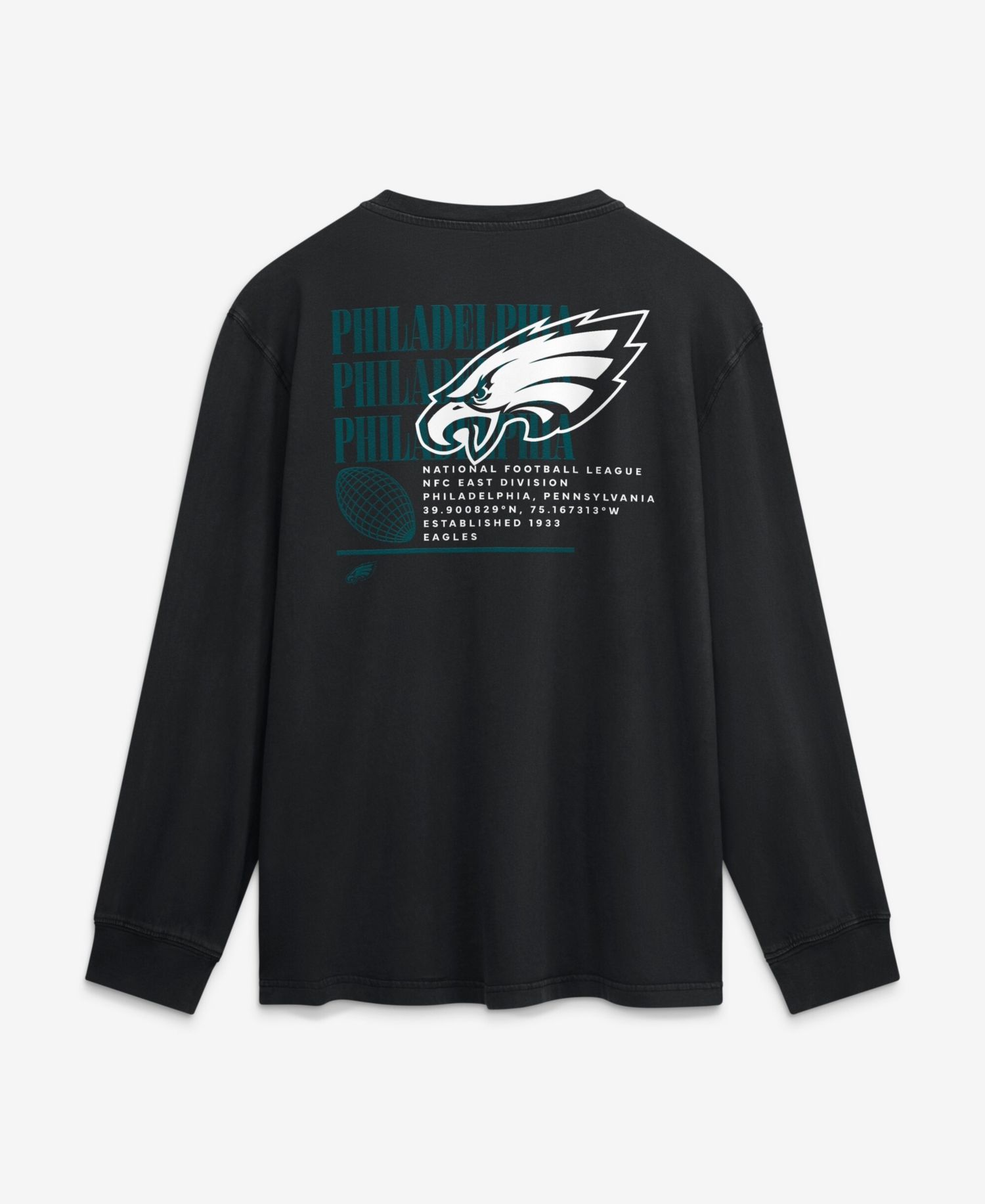 Men's Black Philadelphia Eagles Relaxed Fullback Drive Long Sleeve Fashion T-Shirt