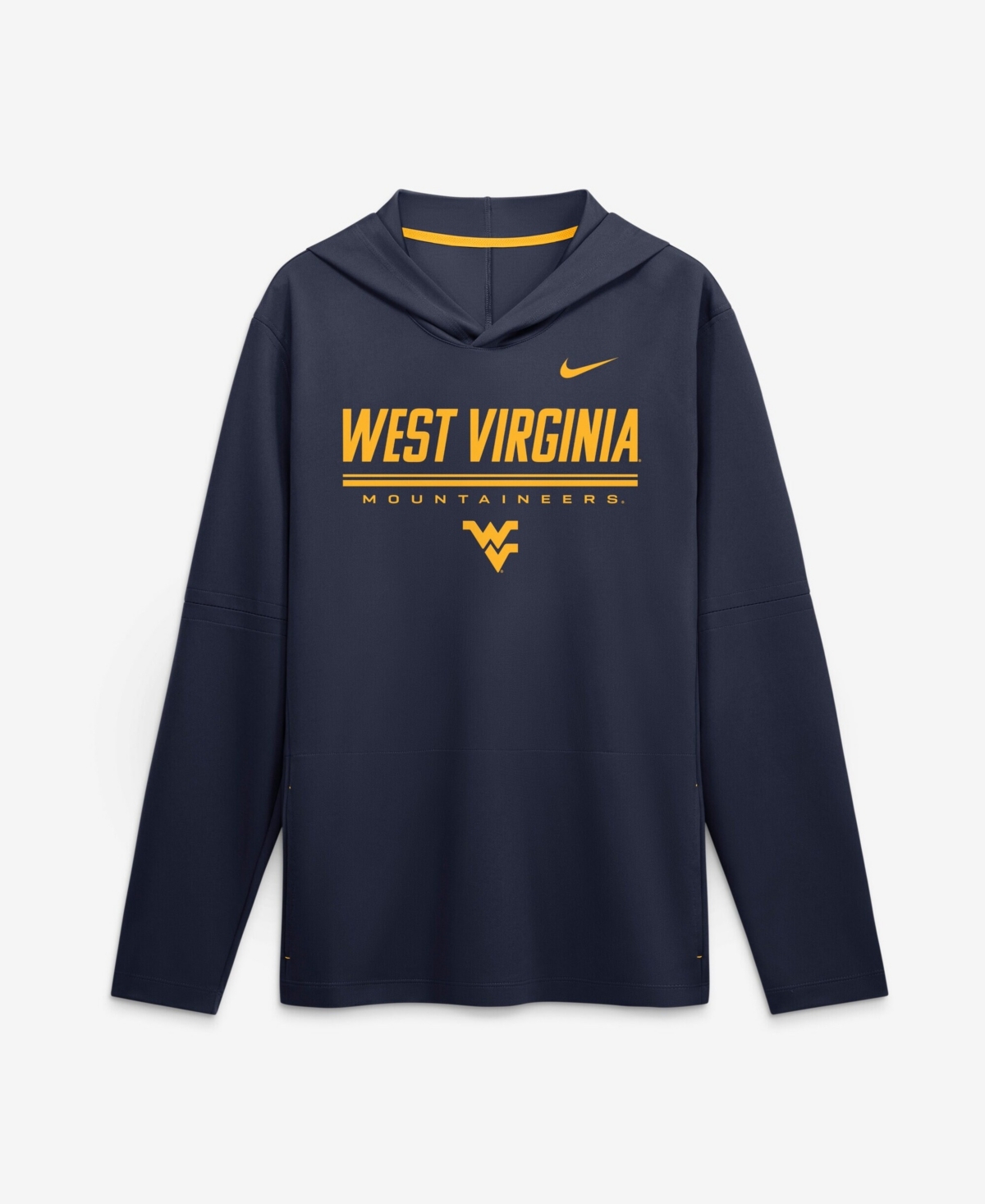 Nike Men's Navy West Virginia Mountaineers 2026 Sideline Lightweight Long Sleeve Dri-fit Hoodie - Navy, Gold