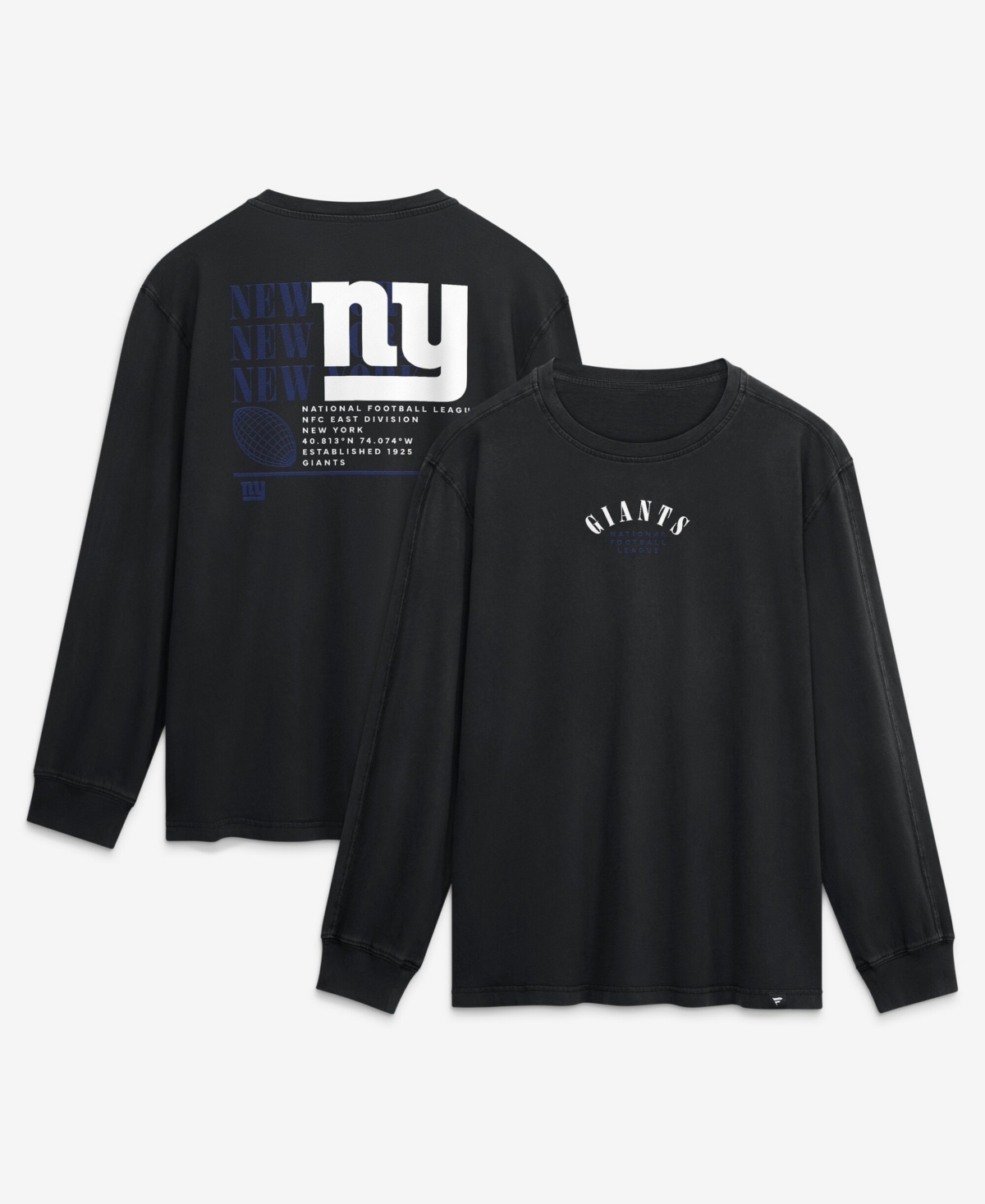 Fanatics Men's Black New York Giants Relaxed Fullback Drive Long Sleeve Fashion T-Shirt - Black