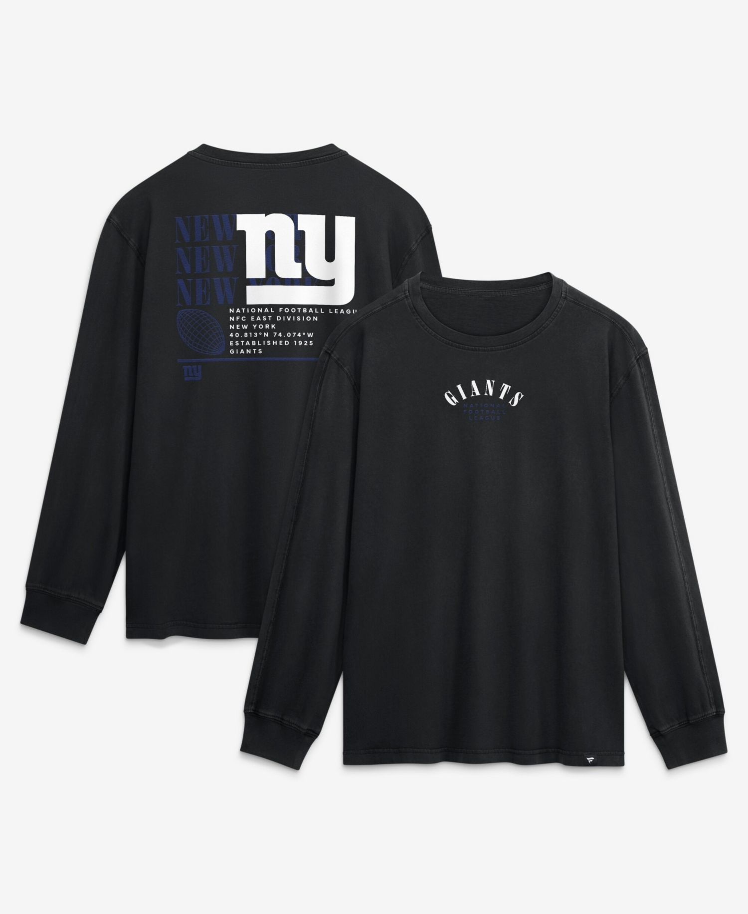 Men's Black New York Giants Relaxed Fullback Drive Long Sleeve Fashion T-Shirt