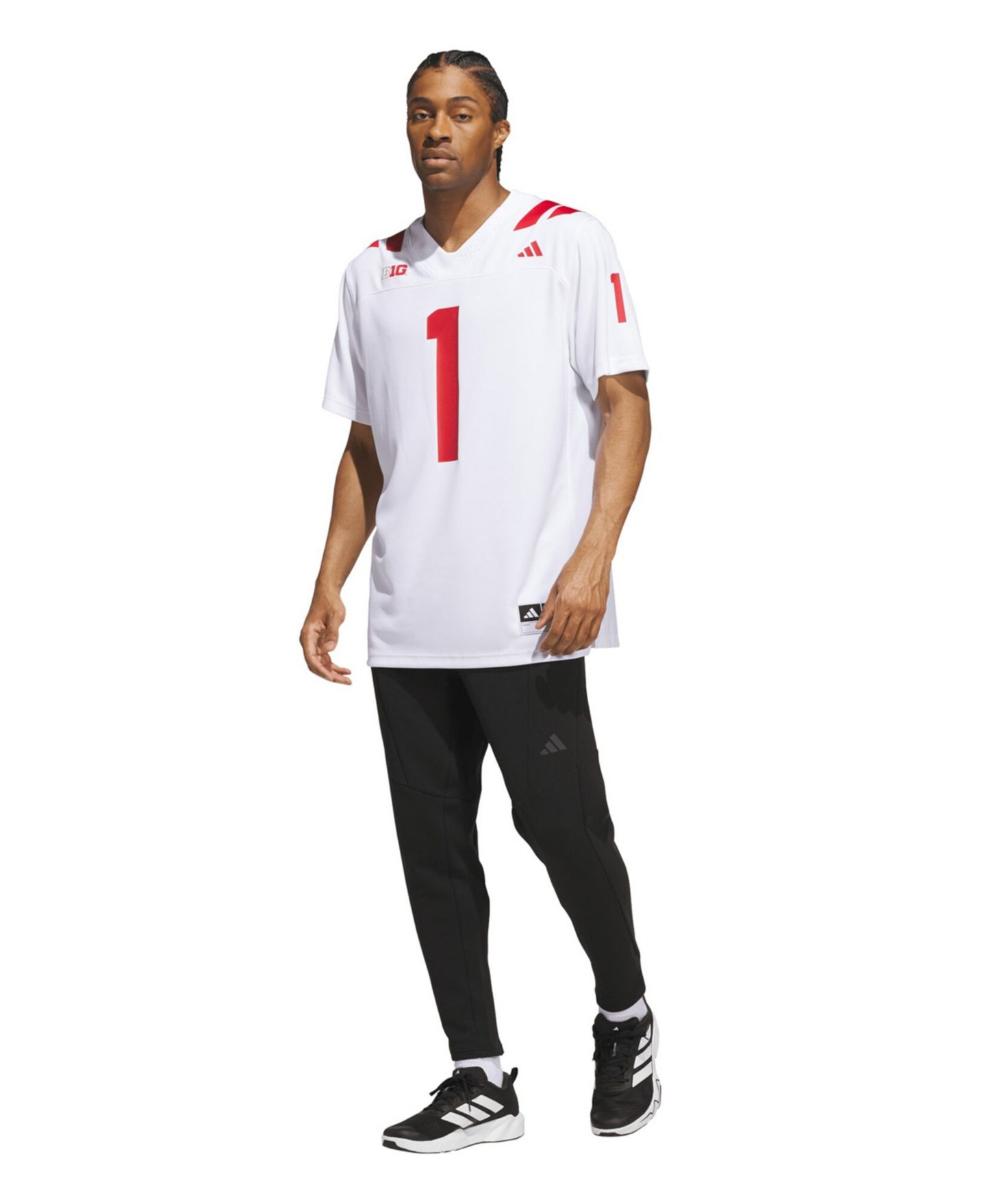 Мужской топ adidas #1 White Nebraska Huskers Away Premier Football Jersey — фото 5