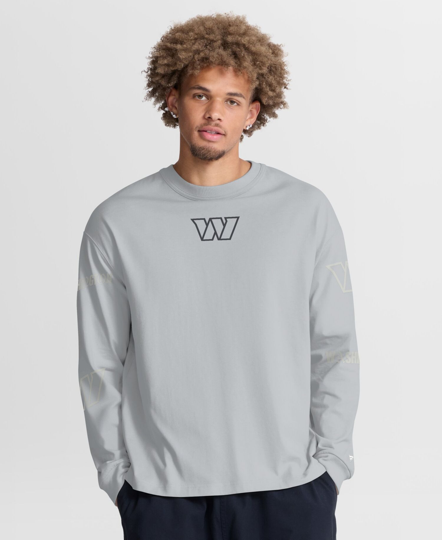Men's Gray Washington Commanders Oversized Type Play Long Sleeve T-Shirt
