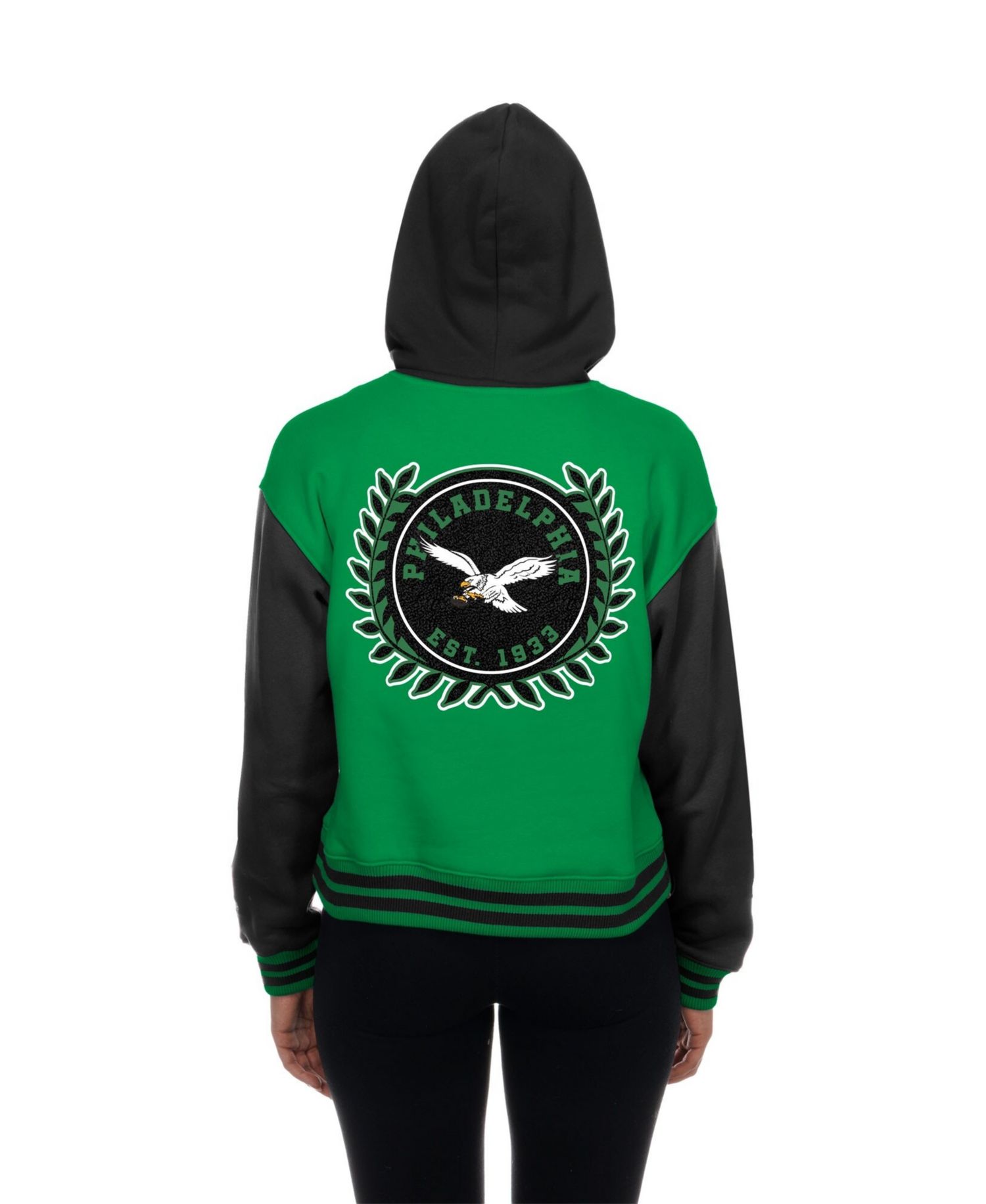 Women's Kelly Green Philadelphia Eagles Throwback Full-Snap Hooded Jacket