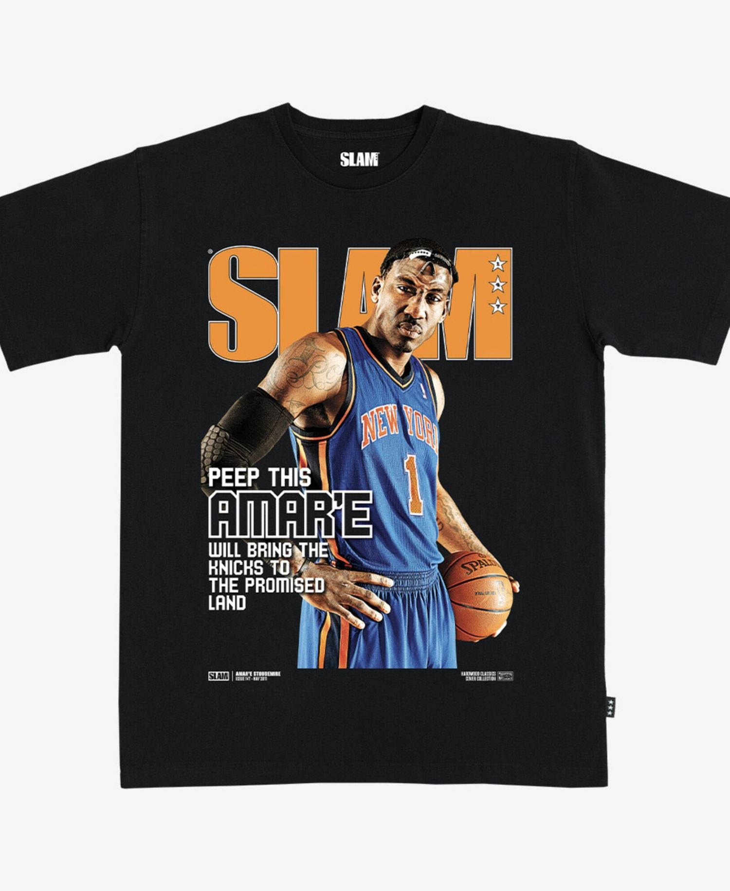 Men's and Women's Amar'e Stoudemire Black New York Knicks Hardwood Classics Cover T-Shirt