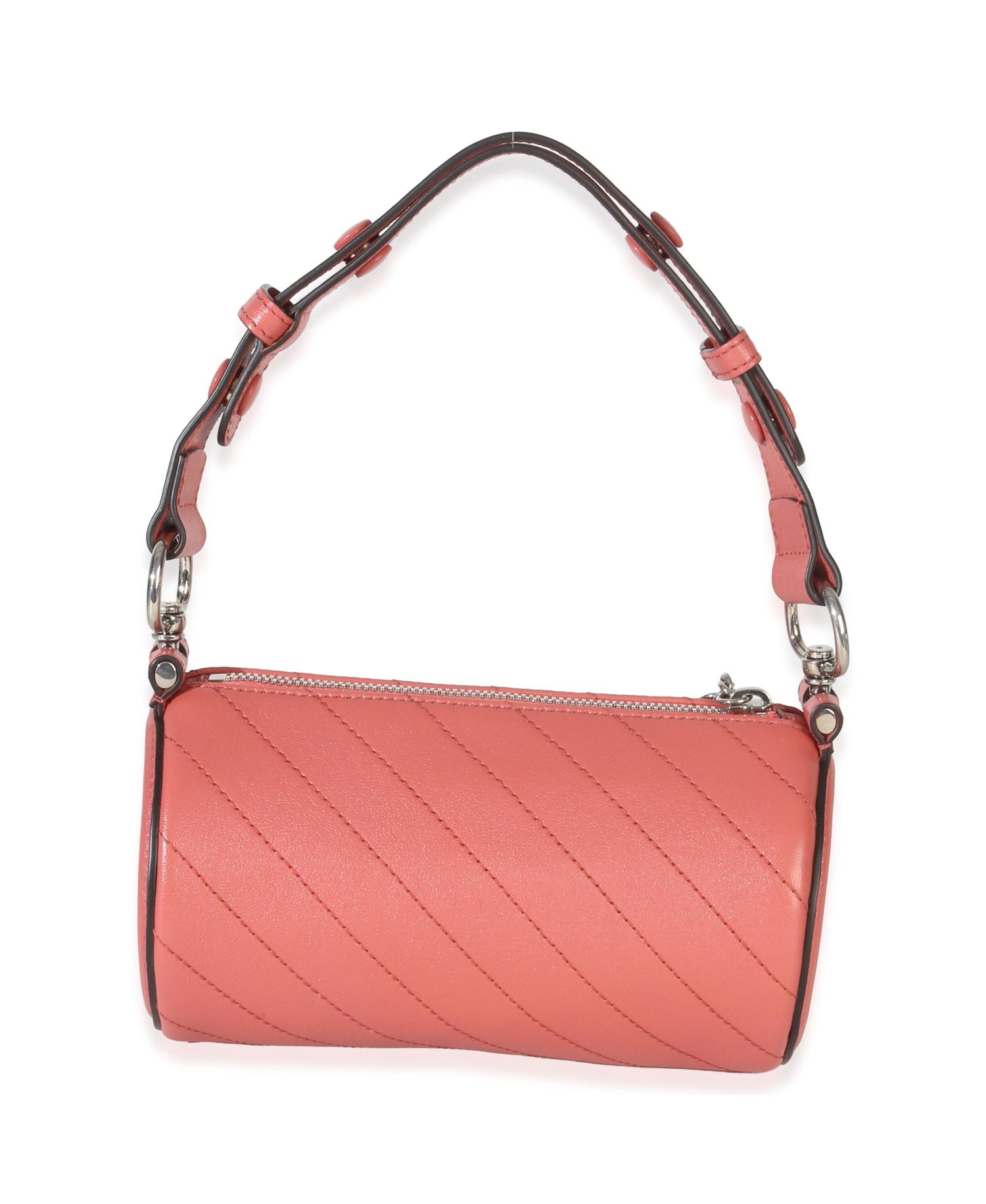 Pink Diagonal Quilted Calfskin Mini Blondie Barrel Bag
