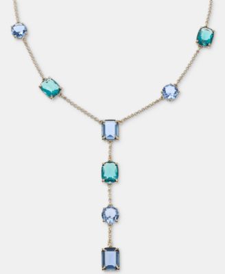 Multi-Stone Gold-Tone Y-Neck Necklace