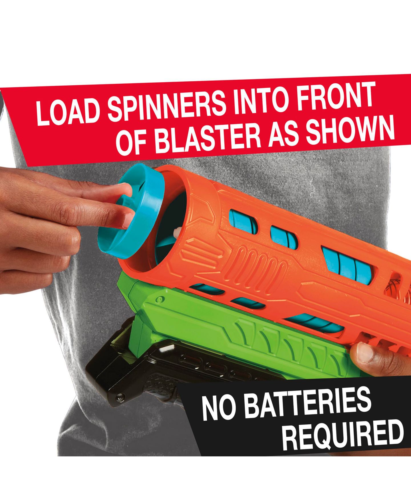 Детская игрушка Air Warriors Spin Fire Long-Distance Blaster (No-Battery), Includes 10 Spinners, Ages 6+, цвет: Open Miscellaneous — фото 3