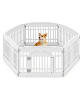6-Panel Plastic Dog Playpen 24 in Indoor Outdoor Pet Fence with Locking Door