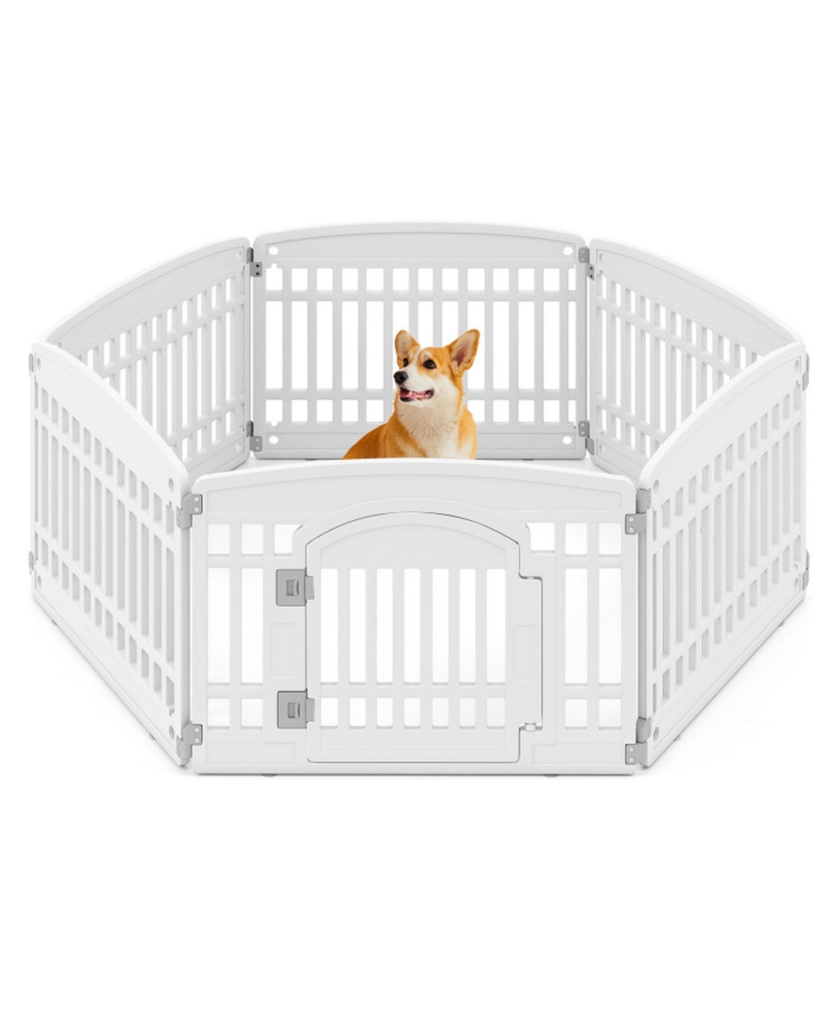 Hongge 6-Panel Plastic Dog Playpen 24 in Indoor Outdoor Pet Fence with Locking Door