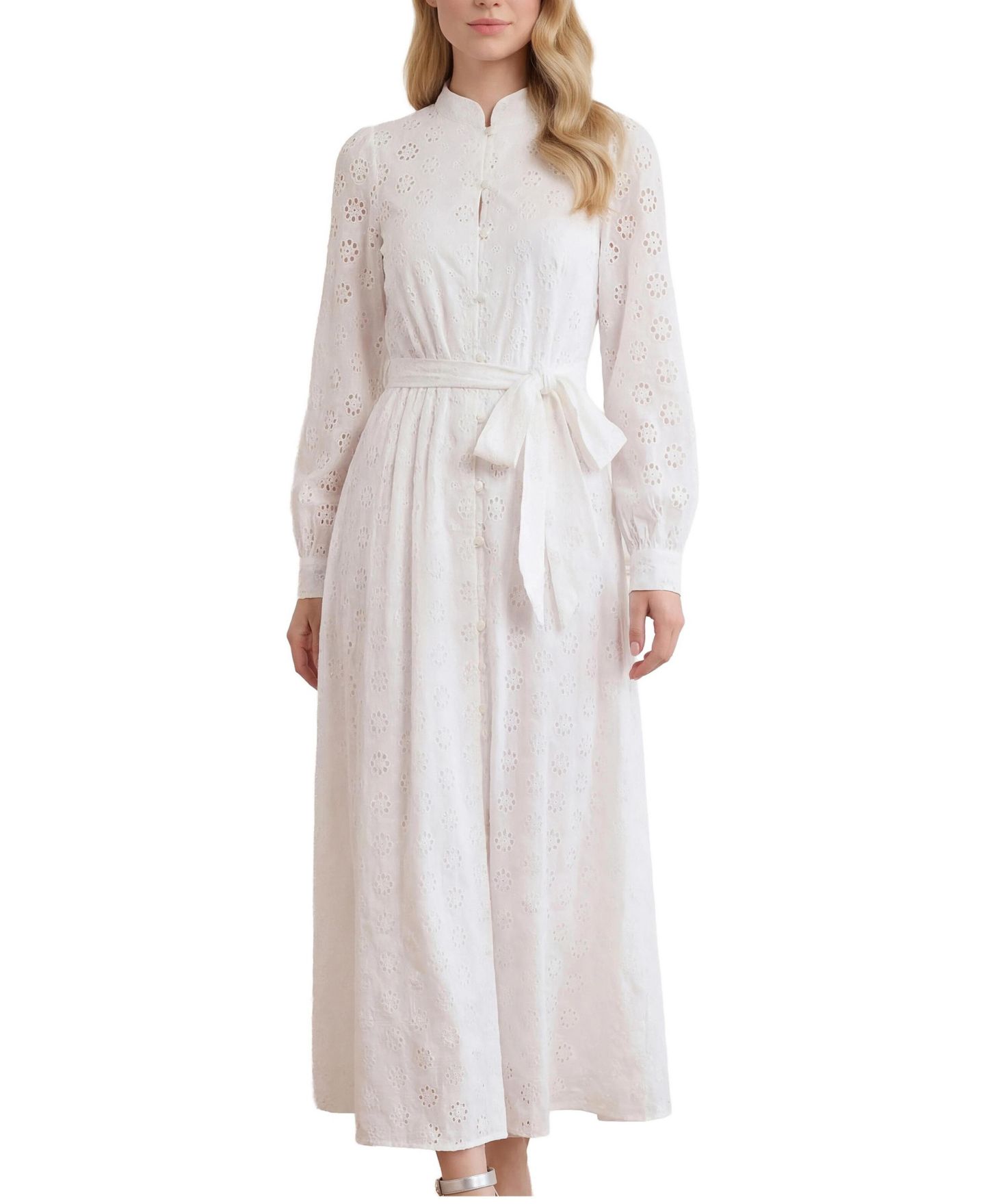 Женское платье Needle & Thread Romilly Cotton Long Sleeve Shirt Dress, цвет: Оптический белый — фото 1