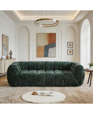 3-Seater Modern Quilted Cloud Sofa, Deep Seat Chenille Pure Foam Couch for Living Room