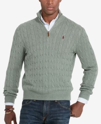 polo ralph lauren mens monogram mock neck 1/2 zip sweater
