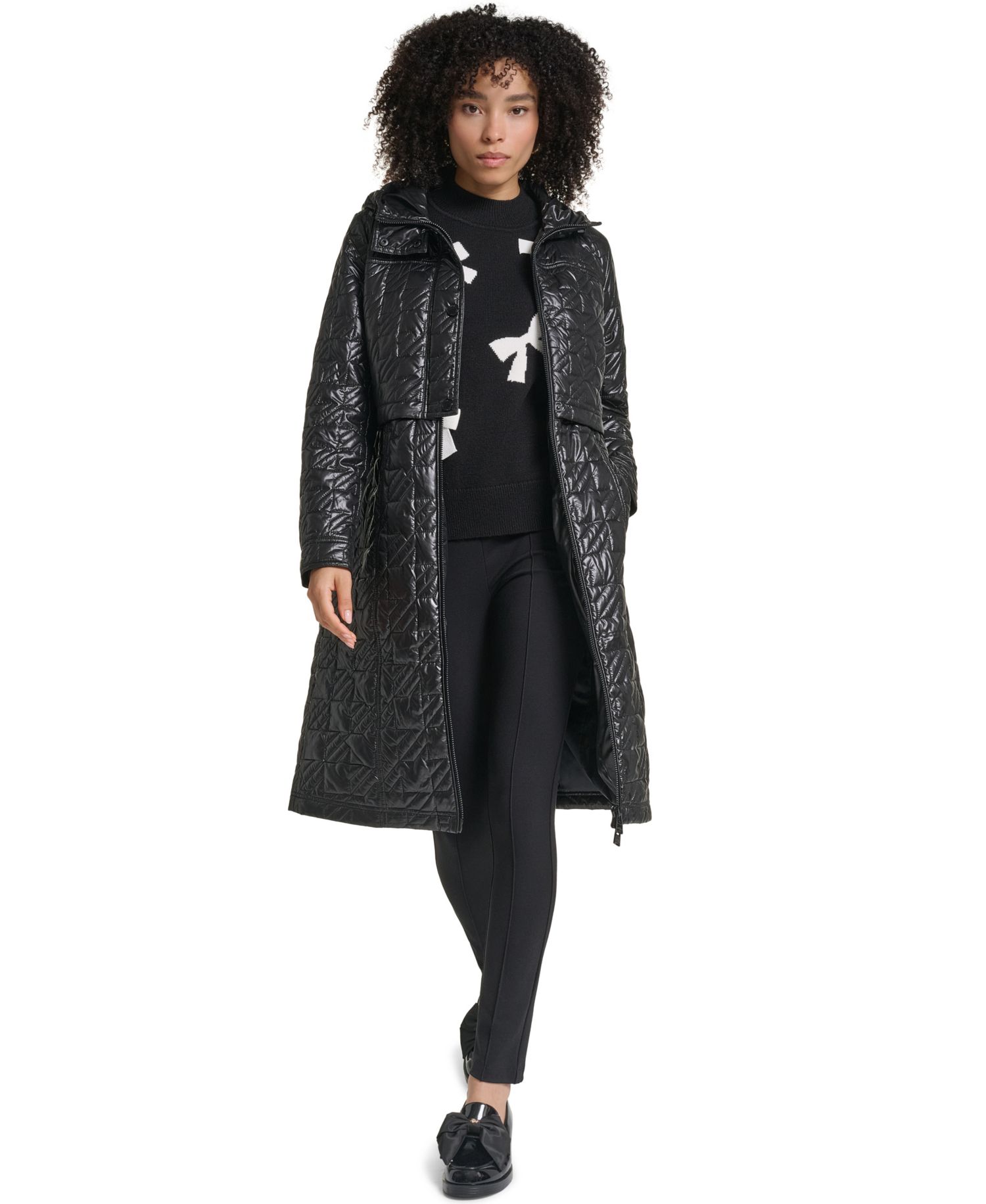 Women's Hooded Anorak Star-Quilted Coat