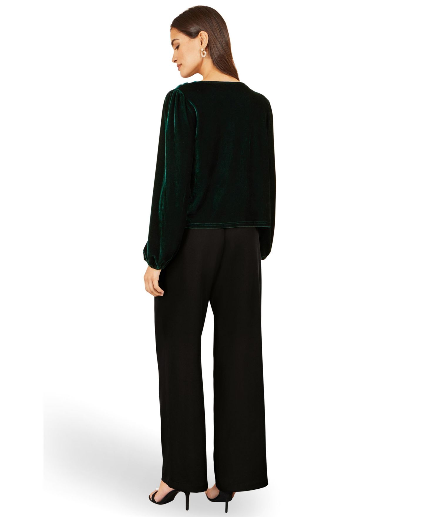 Женский топ Yumi Velvet Cowl Neck Long-Sleeve, цвет: Зелёный — фото 3