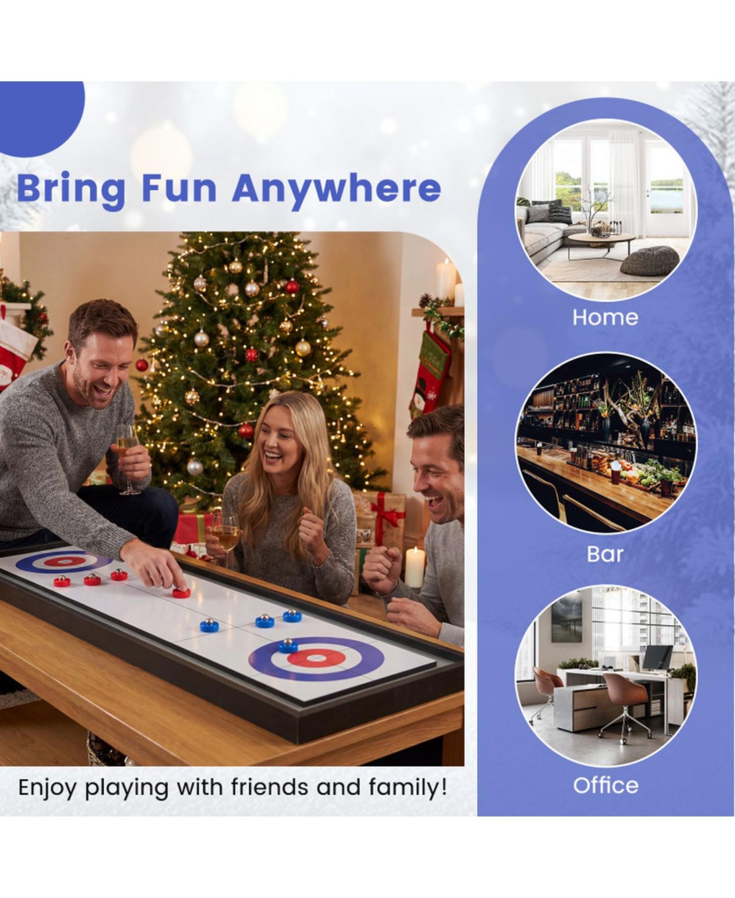 Детская настольная игра HONGGE Shuffleboard and Curling 2-in-1 Tabletop Board Game with 8 Rolling Pucks Ages 6+, цвет: Коричневый — фото 6