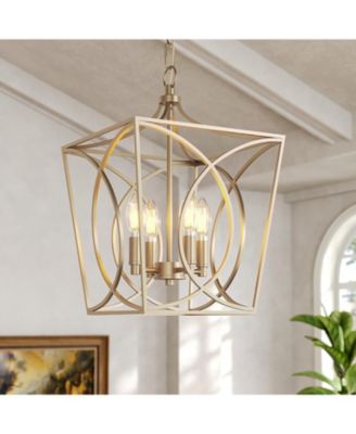 4-Light Farmhouse Chandelier, Rustic Metal Cage Adjustable Industrial Hanging Pendant Light Ceiling Fixture