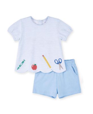 Big Girls (2T - 8) Knit Short Set with School Supplies