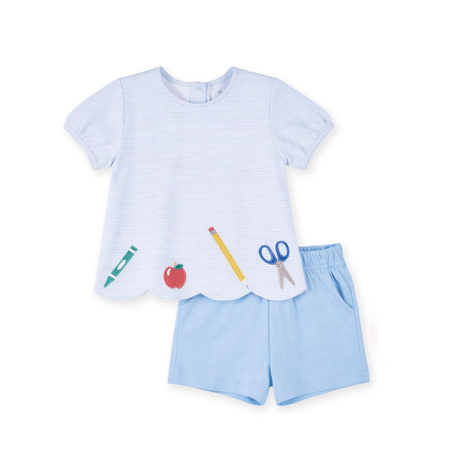 Big Girls (2T - 8) Knit Short Set with School Supplies