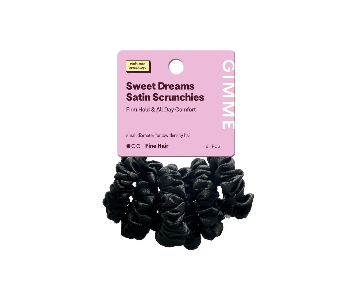 Slim Satin Hair Scrunchies Soft, No Breakage Scrunchies Perfect for Fine Hair and Bedtime Wear 6 Pack