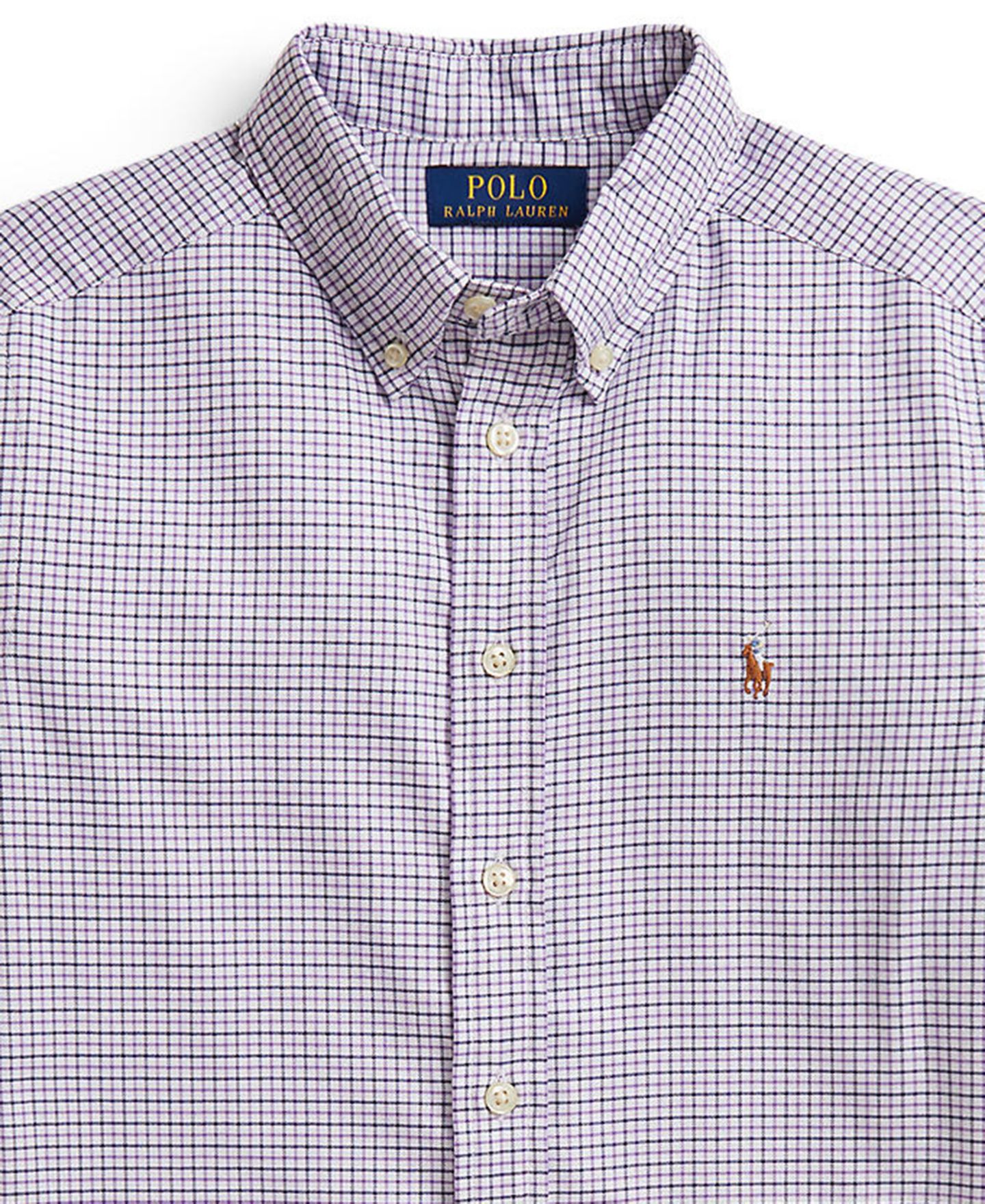 Рубашка Polo Ralph Lauren Checked Performance Oxford Shirt для мальчиков, цвет: Белый фиолетовый разноцветный — фото 3