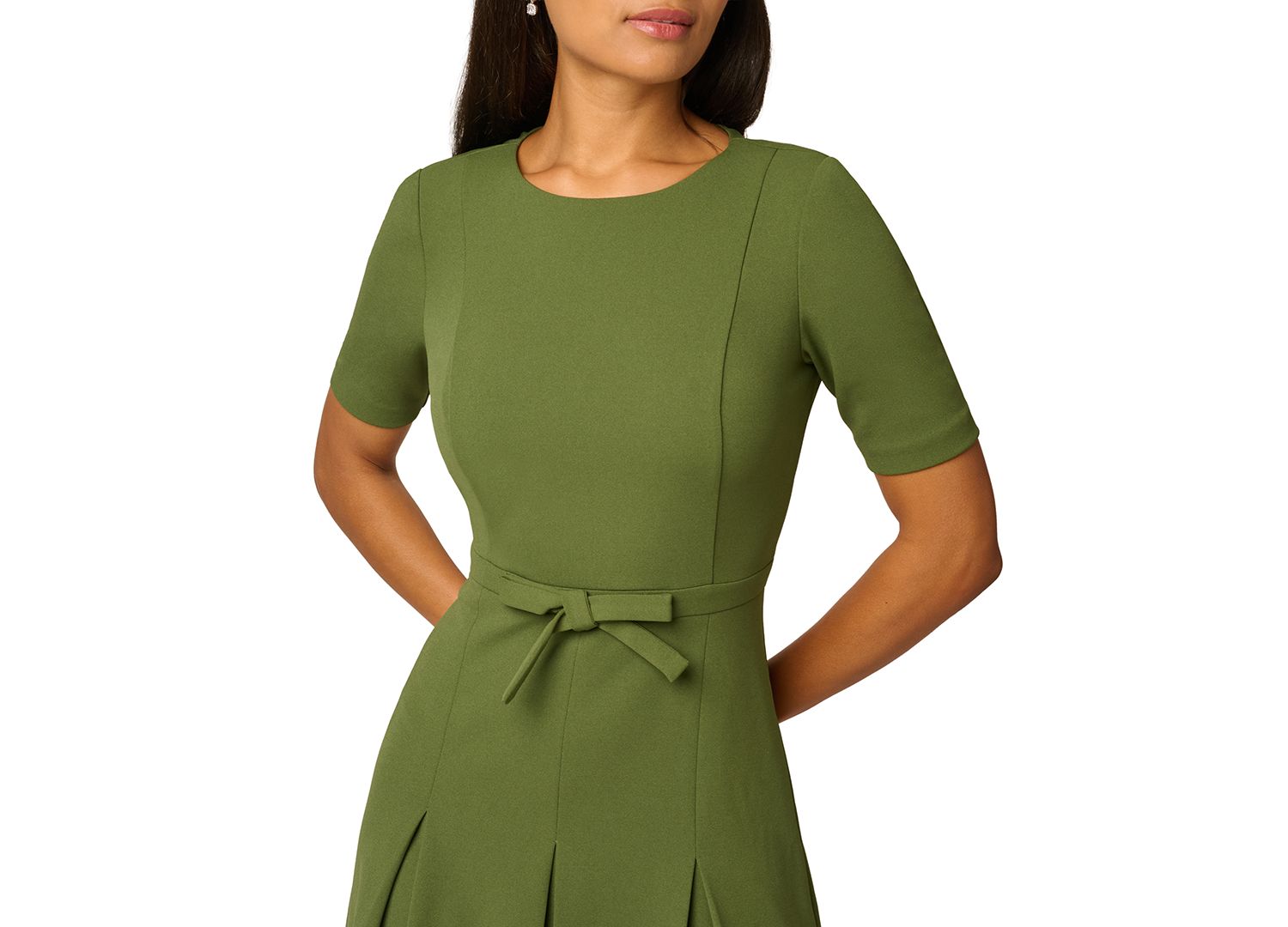 Petite Bow-Front Pleated A-Line Dress
